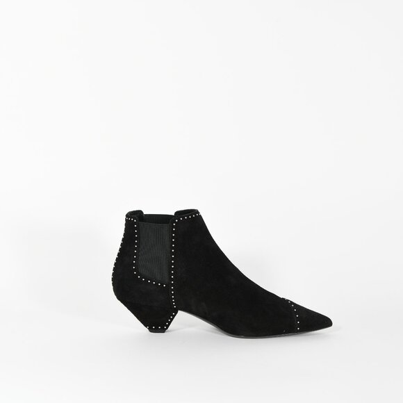 Saint Laurent Blaze Studded Suede Ankle Boots Black Size 38.5 New with Box - Picture 10 of 16